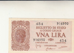 Una Lira, Biglietto Di Stato A Corso Legale  Dec. 1944 - Other & Unclassified