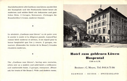 Hôtel Zum Goldenen Löwen Hospendal - Tabelle Der Schweiz - Autres & Non Classés