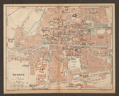 CARTE PLAN 1923 - BRETAGNE - RENNES - ARSENAL - CASERNES - GARE Et USINE TRAMWAYS - THÉATRE - Topographical Maps