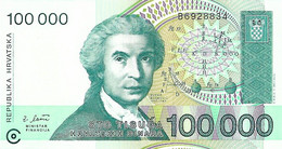CROATIE 1993 100000 Dinar - P.27a Neuf UNC - Croatie