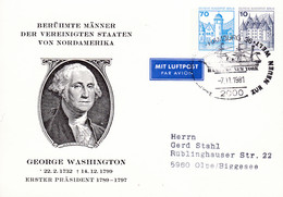 Berlin, PP 087 B1/001, BuSchl 70/10,  George Washington - Cartes Postales Privées - Oblitérées