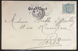 Carte Postale Djibouti 1904 Blanc N° 111obl Dateur Ligne Marseille à La Reunion Hexagonal Pour Paris  TTB - 1900-29 Blanc