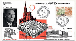 FRANCE - STRASBOURG Conseil De L'Europe 4/10/1982 - Visite Officielle De François Mitterand - Cartas & Documentos