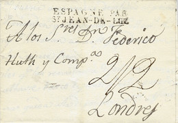 1830 - Lettre En Port Du De MADRID Pour Londres , Par La France, " ESPAGNE PAR / St JEAN-DE-LUZ " - Entry Postmarks