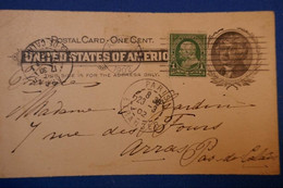 183 USA ETATS UNIS CARTE 1902 PHILADELPHIA POUR ARRAS PAS DE CALAIS TEMOIGNAGE AFFRANCHISSEMENT PLAISANT - Lettres & Documents