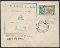 1940 FDC Pitcairn Island, Sent From Ship H.M.S. Bounty, 1789, Rolled Cancel P03 - ....-1951 Pre-Elizabeth II