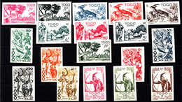 TOGO - N° 236/253** -  Série Complète NON DENTELEE De 18 Timbres De 1947 - Gazelles. Chasseur. Manioc. Filage Du Coton. - Unused Stamps