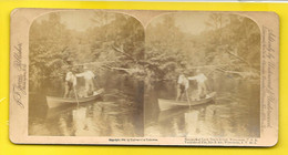 1892 Scooped At Last Brule River Wisconsin USA - Stereoscopio