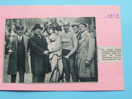Belga-Prijs Te BOOM ( Burg. De SCHUTT Biedt De Bloemen Aan DICTUS ) 1932 ( Zie Foto Voor Detail ) KRANTENARTIKEL ! - Cyclisme