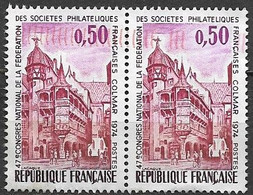 Timbres - France -  1974 - 0,50 X 2 - N° 1798 - 47è Congres National De La Féd. Des Sociétés Philatélistes - COLMAR - - Otros & Sin Clasificación
