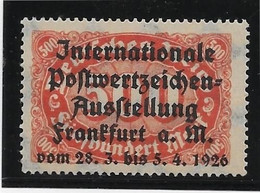 Allemagne Frankfurt 1926 - Neuf * Avec Charnière - TB - Erinnophilie