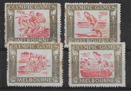 Australie - 4 Vignettes Jeux Olympiques Melbourne 1956 - Quelques Rousseurs - B - Autres & Non Classés