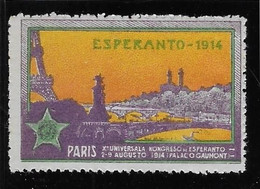 France Vignette - Paris Espéranto 1914 - Neuf * Avec Charnière - TB - Military Heritage
