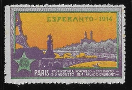 France Vignette - Paris Espéranto 1914 - Neuf ** Sans Charnière - TB - Militärmarken