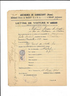 GREVIERES DE VARISCOURT MOREAU MASSIN - JULES MICHEL BATEAU DAHLIA - LETTRE DE VOITURE 1934 - Revenue Stamps