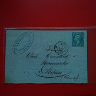 LETTRE PARIS POUR POITIERS PUB CHALES SOIERIES 1865 - 1862 Napoleone III