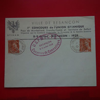 LETTRE BESANCON CONCOURS DE GYMNASTIQUE 1939 - Covers & Documents