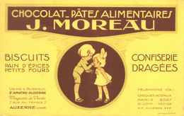 Buvard Blotter Löschblatt Auxerre (Yonne) Deko " J.MOREAU - Chocolat-Pates-Biscuits-Confiserie " - Chocolat