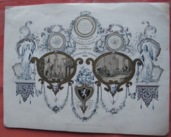 1 Carte Porcelaine Maatschappij  Toneel &Letterkunde Kunstliefde Brugge Prijs Uitmunting In Het Deftige Vak 1842 Lith. - Porcelaine