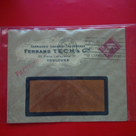 LETTRE TOULOUSE CHEMISERIE LINGERIE TROUSSEAUX FERNAND TECH AND CIE - Lettres & Documents