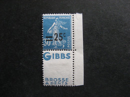 TB N° 217d, Neuf X.  Avec Double PUB Inférieure " GIBBS ". Surcharge Décalée - Nuovi