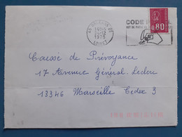 Vignette Code Postal 45000 Orléans Sur Courrier 24-12-1975 - PIM 48 Orléans CTA MTM H3 Marseille Gare - Covers & Documents