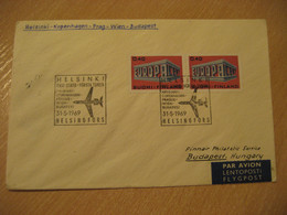 HELSINKI Copenhagen Praga Wien Budapest 1969 First Flight Cancel Cover FINLAND DENMARK CZECHOSLOVAKIA AUSTRIA HUNGARY - Lettres & Documents