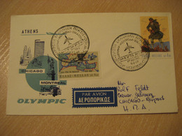 ATHENS Montreal Chicago 1969 OLYMPIC Airlines Airline First Flight Cancel Cover GREECE CANADA USA - Cartas & Documentos