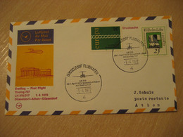 ATHENS Dusseldorf 1972 Lufthansa Airline Boeing 727 First Flight 2 Black Cancel Cover GREECE GERMANY - Covers & Documents