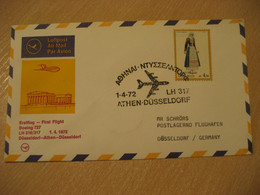 ATHENS Dusseldorf 1972 Lufthansa Airline Boeing 727 First Flight Cancel Cover GREECE GERMANY - Lettres & Documents