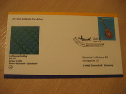 ATHENS Munchen Dusseldorf 1978 Lufthansa Airline Airbus A300 First Flight Black Cancel Cover GREECE GERMANY - Lettres & Documents