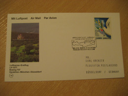 HERAKLION Crete Munich Dusseldorf 1987 Lufthansa Airline Boeing 737 First Flight Black Cancel Card GREECE GERMANY - Briefe U. Dokumente