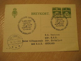 STROMFJORD Kangerlussuaq Los Angeles Copenhagen 1954 SAS Scandinavian Airlines First F Cancel Card GREENLAND USA DENMARK - Covers & Documents