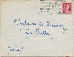 LETTRE OBLITERATION DAGUIN - "SAINT GENIX SA CUISINE SES GATEAUX SA RIVIERE - SAVOIE -ANNEE 1956 - Oblitérations Mécaniques (Autres)