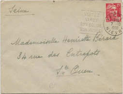 LETTRE OBLITERATION DAGUIN - " - VISITEZ VARZY -SON EGLISE SON MUSEE - NIEVRE -ANNEE 1950 - Mechanical Postmarks (Other)