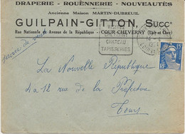 LETTRE OBLITERATION DAGUIN - " - VISITEZ CHEVERNY CHATEAU TAPISSERIES -ANNEE 1954 - Mechanical Postmarks (Other)