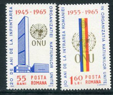 ROMANIA 1965 20th Anniversary Of UNO MNH / **.  Michel 2375-76 - Ungebraucht