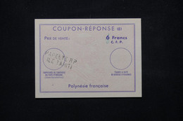 POLYNÉSIE - Coupon Réponse De Papeete - L 78611 - Briefe U. Dokumente