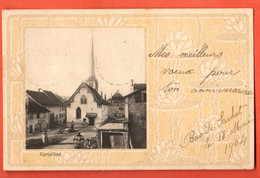 ZBV-21 Litho Cortaillod Eglise Temple.  Précurseur. Circulé 1904 - Cortaillod