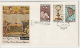 DV 199) VATIKAN 1968 Mi# 538-540 FDC: Eucharistischer Weltkongress In Bogota, Fresko Von Raffael - Briefe U. Dokumente