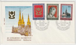 DV 197) VATIKAN 1973 Mi# 615-617 FDC: Eucharistischer Weltkongress Melbourne, Pieta Michelangelo - Andere & Zonder Classificatie