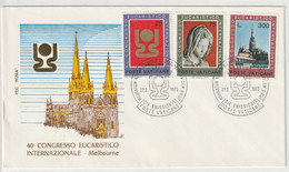 DV 197) VATIKAN 1973 Mi# 615-617 FDC: Eucharistischer Weltkongress Melbourne, Pieta Michelangelo - Autres & Non Classés