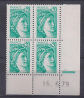 SABINE N° 1967a - BLOC De 4 COIN DATE - NEUF SANS CHARNIERE - 15/6/79  Repaire électronique - 1970-1979