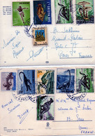 11 Timbres De San Marin (San Marino) Sur Cartes Postales Voyagées Vers La France (Dinosaures) - Cartas & Documentos