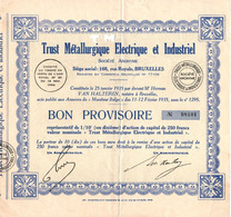 Action De Capital - Bon Provisoire Représentatif Valeur Nominale - Trust Méttalurgique Electrique Et Industriel S.A. - Industrial
