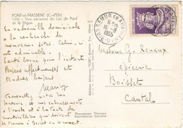 RARETE- SURTAXE 12F + 5F Ph. AUGUSTE TARIF CARTE POSTALE + DE 5 MOTS OBLITERATION SEMUR EN AUXOIS 16/8/55 - 1921-1960: Modern Period