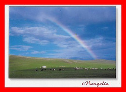 CPSM/gf  MONGOLIA.  Yourte Et Troupeau Dans Plaine De Mongolie..*6110 - Mongolia