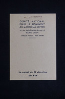 FRANCE - Carnet De 20 Vignettes Au Maréchal Joffre - L 78654 - Bmoques & Cuadernillos