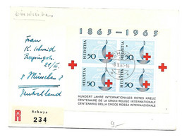 Bloc Rotes Kreuz 1863-1963 Registration Schwyz Nach Deutschland - Autres & Non Classés