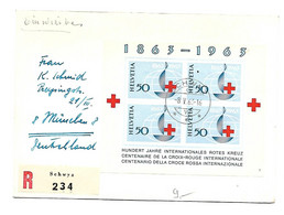 Bloc Rotes Kreuz 1863-1963 Registration Schwyz Nach Deutschland - Altri & Non Classificati